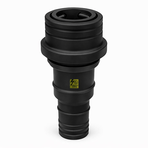 Trockenkupplung aus PE-elektrisch leitf&auml;hig, Kupplungsdose mit Schlaucht&uuml;lle